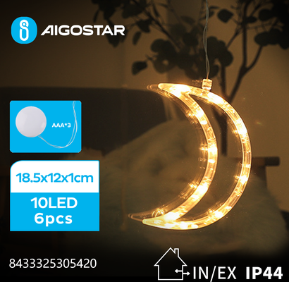 Adorno Navidad Figura Luna con Luz con Pilas y Ventosa